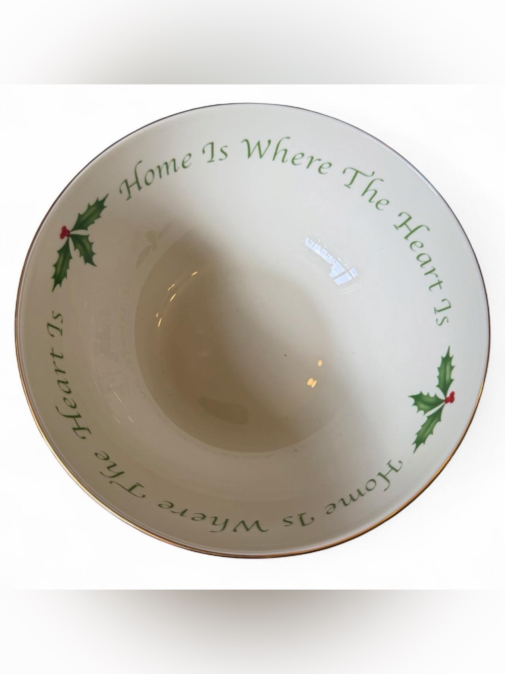 Lenox “Home is Where the Heart Is” Holiday Holly 7” Bowl with Gold Rim